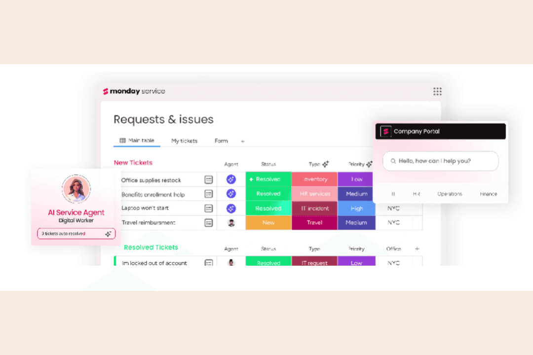monday service helps teams streamline their workflows and deliver efficient service at scale.