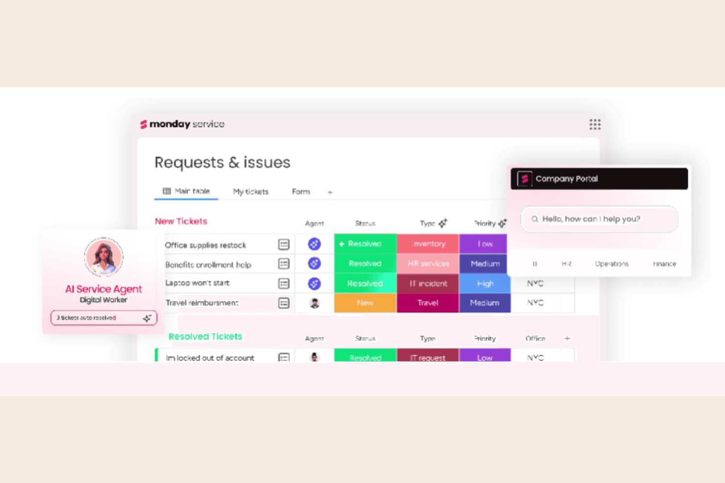 monday service helps teams streamline their workflows and deliver efficient service at scale.