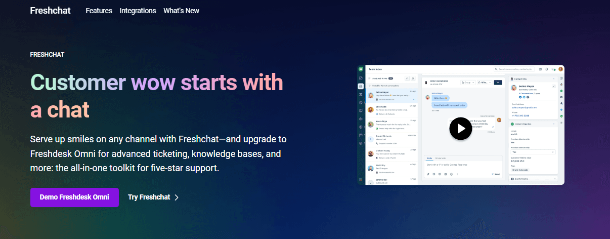 Freshchat unifies chat, bots, and channels to drive real-time engagement.