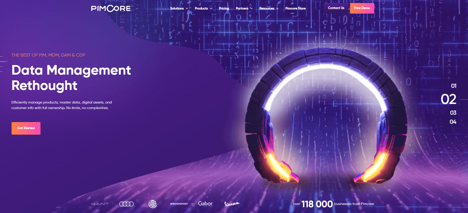 API-first DXP unifying content, data, and commerce across channels.