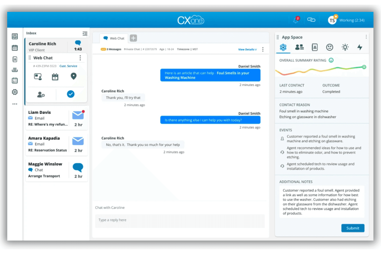 An image screenshot of NiCE CXone software dashboard.