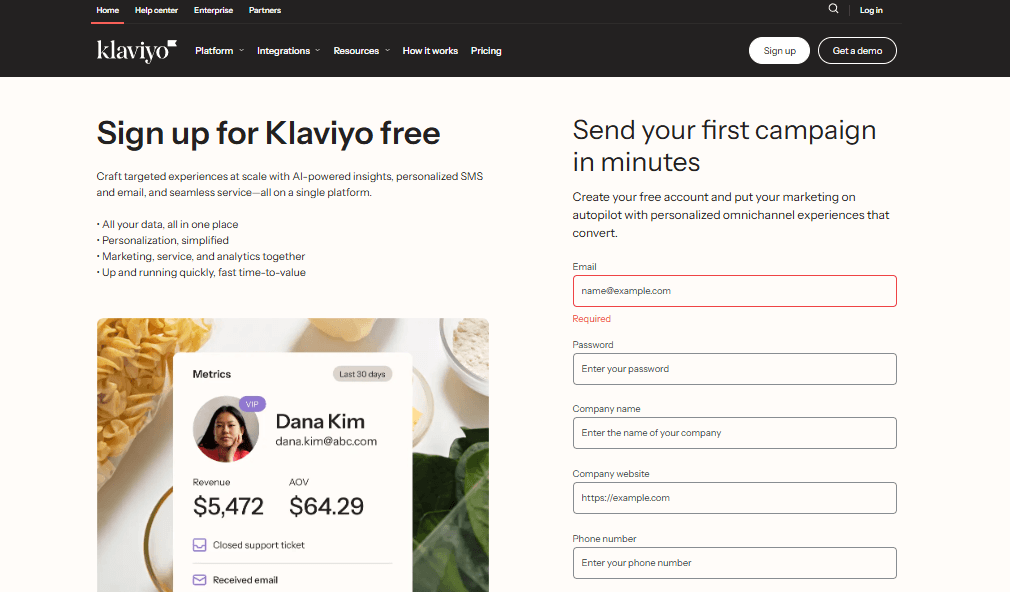 Klaviyo screenshot