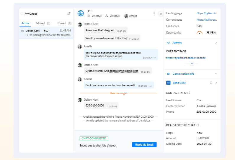 Zoho CRM screenshot