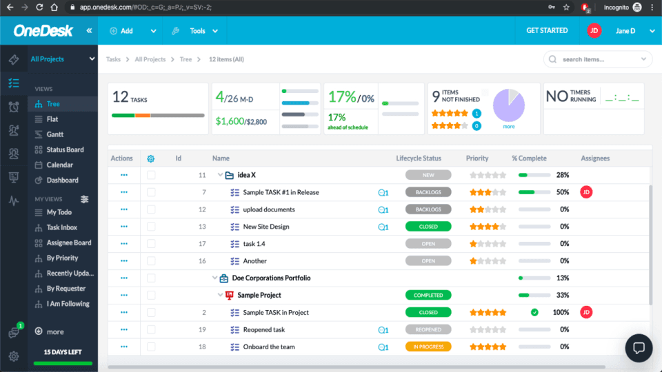 OneDesk screenshot