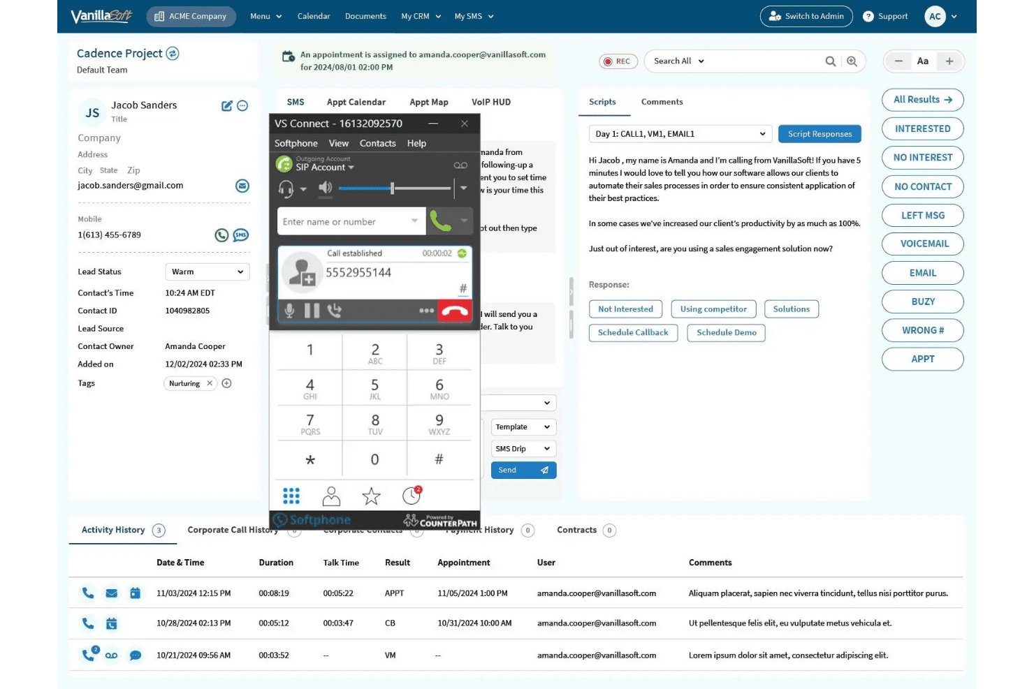 VanillaSoft screenshot