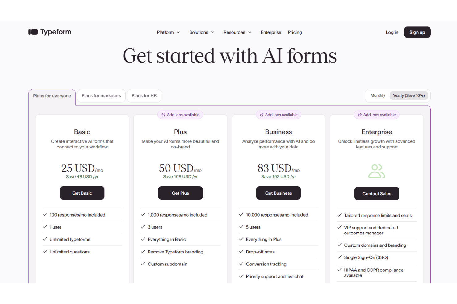 Typeform screenshot