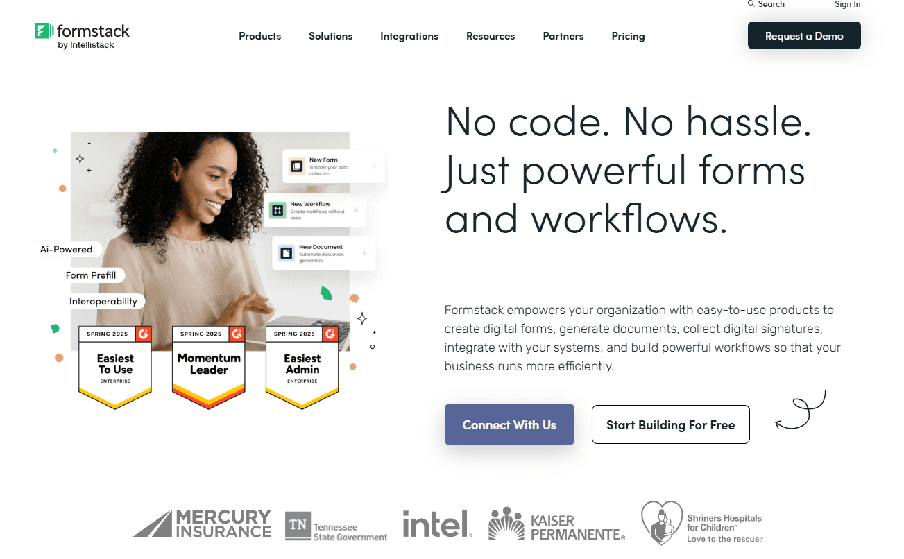 Enables quick creation of customizable, no-code online forms.