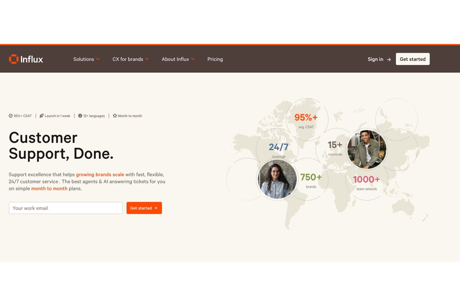 Influx offers 24/7 customer support across 15+ countries for growing brands.