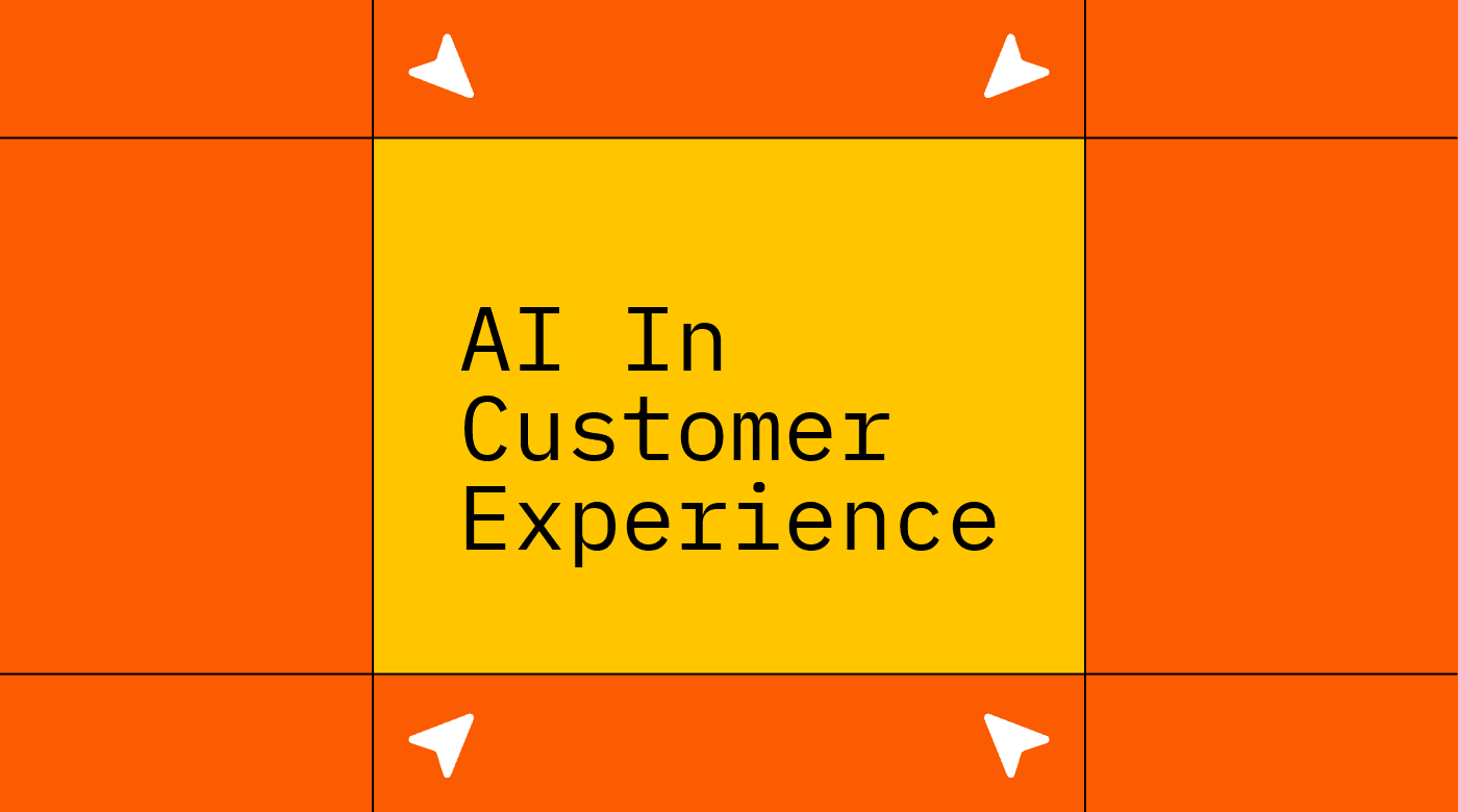 Ai in customer experience text on orange and red background