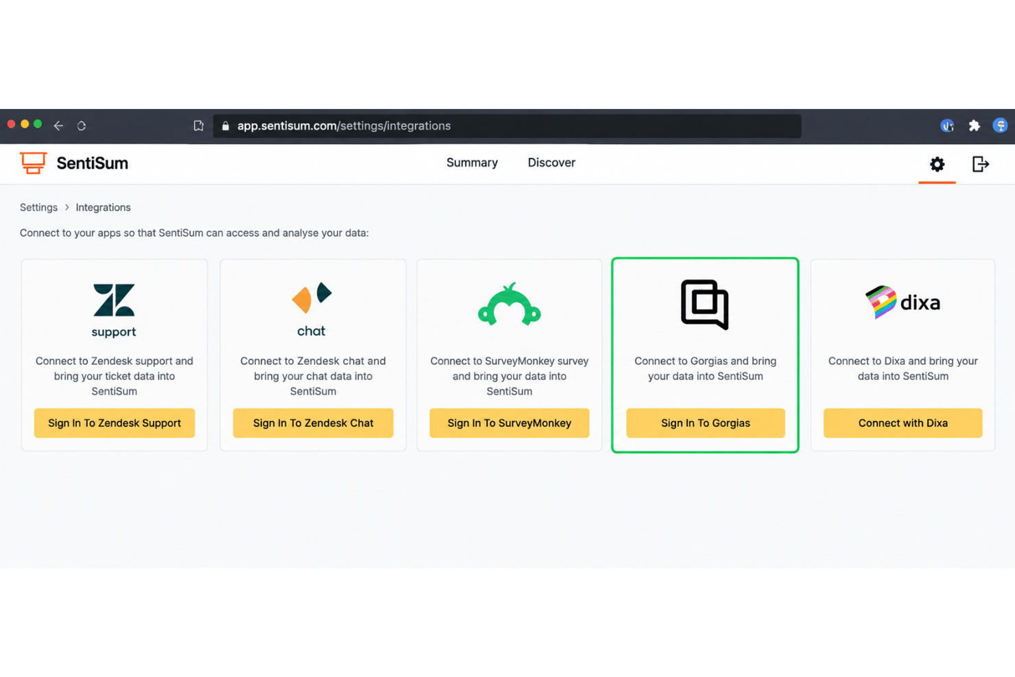 SentiSum onboarding with templates, Zendesk, and Intercom integrations.