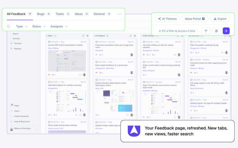 Userback Adds Sites, Tasks, and Centralized Feedback Channels
