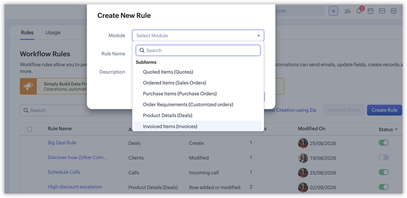 Zoho CRM Adds Workflow Automation for Subform Actions