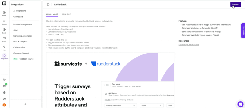 Survicate Adds RudderStack Integration for Survey Targeting