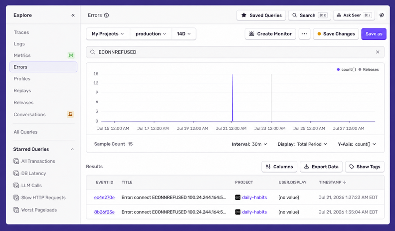 Sentry Adds Error Search to Developer Plans and Simplifies Explore