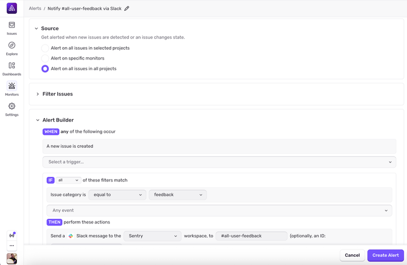 Sentry Adds Organization-Wide Alerts