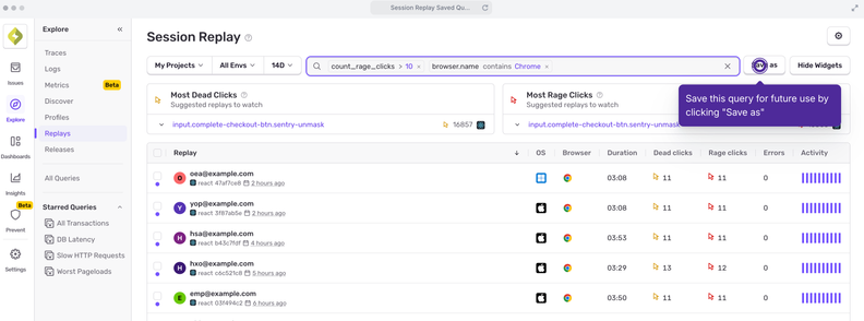 Sentry Introduces Saved Queries for Session Replay