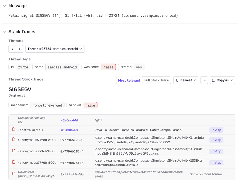 Sentry Enhances Android Native Crash Reporting