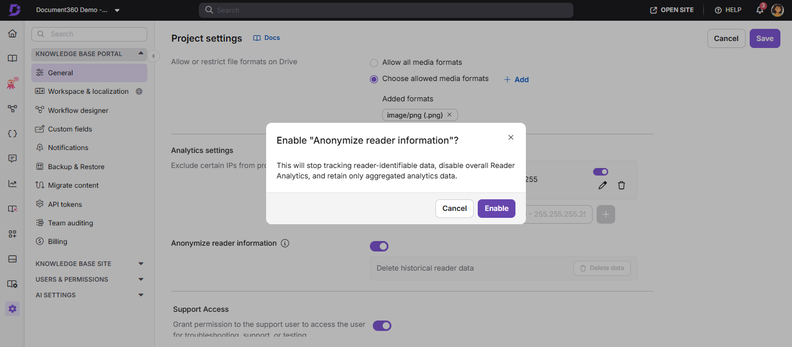Document360 Adds Analytics Privacy Mode and Multilingual Carryover