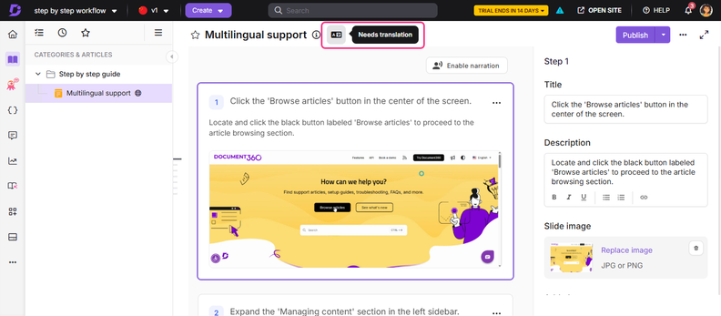Document360 Adds Multi-Language Support for Step-by-Step Guides