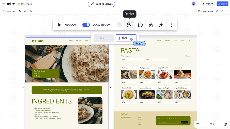Miro Precise Resizing and Prototyping Enhancements