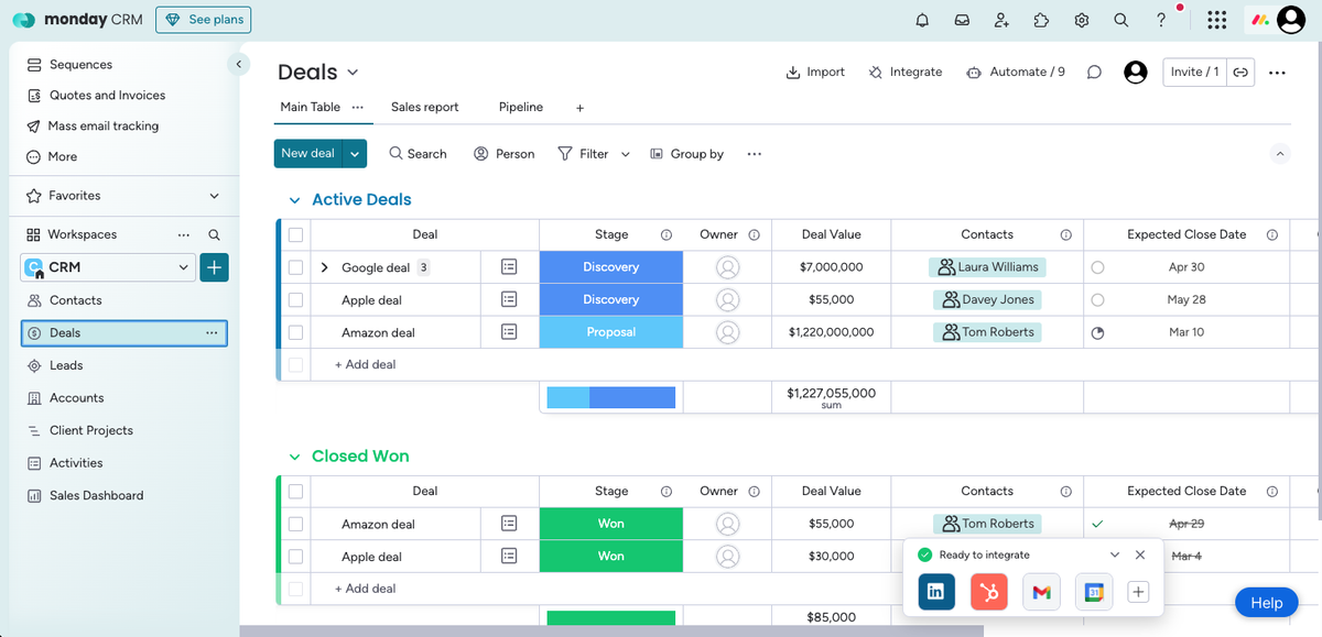 screenshot - monday CRM Review: Pros, Cons, Features &amp; Pricing