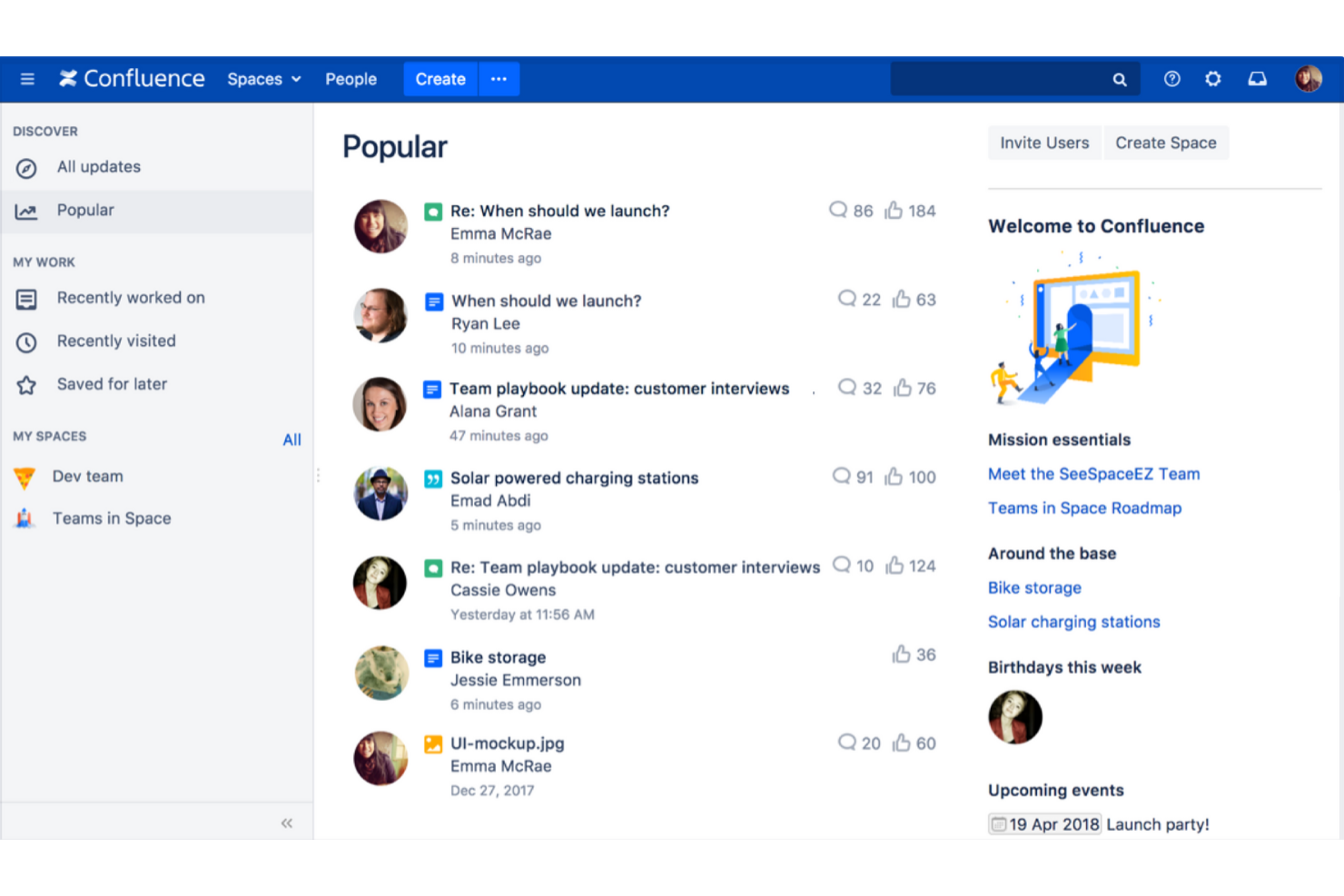 Confluence screenshot - 14 Meilleurs Logiciels de Base de Connaissances Gratuits Testés en 2026