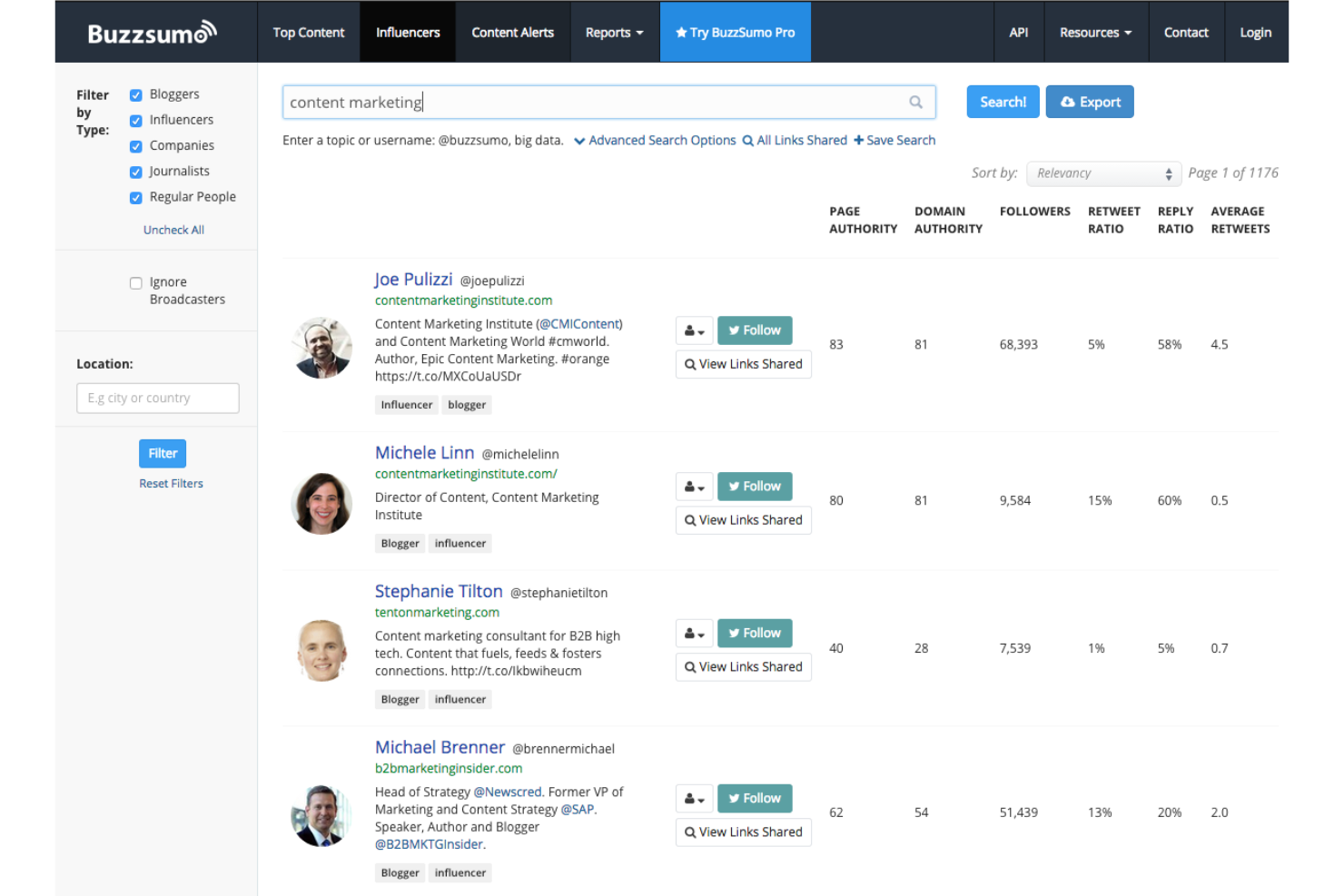 BuzzSumo screenshot - 10 beste Alternativen zu Sprout Social im Test 2026