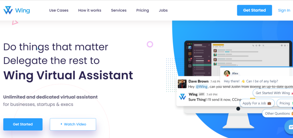 Wing screenshot - 4 Best Customer Service Outsourcing Companies évalués pour 2026