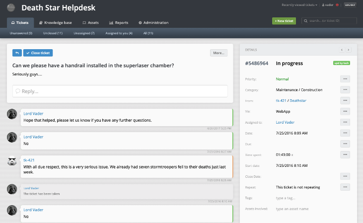 Jitbit Helpdesk screenshot - 9 meilleurs logiciels de service client IA pour les professionnels de l’expérience client
