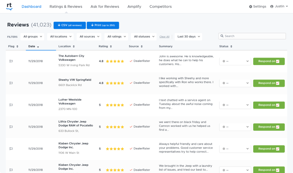 ReviewTrackers screenshot - 20 meilleurs logiciels de gestion des avis clients de 2026