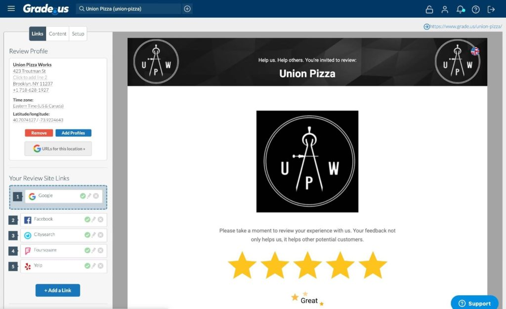Grade.us screenshot - 20 Beste Software für das Kundenbewertungsmanagement 2026