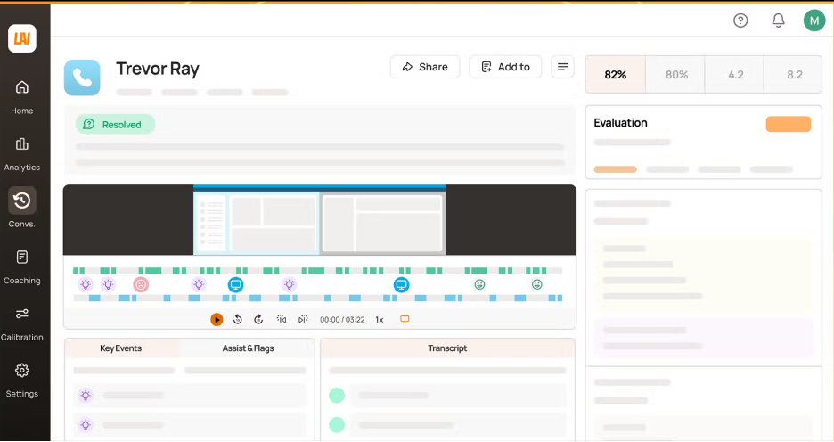 Level AI screenshot - 12 Beste Callcenter-Bildschirmaufzeichnungssoftware im Test 2026