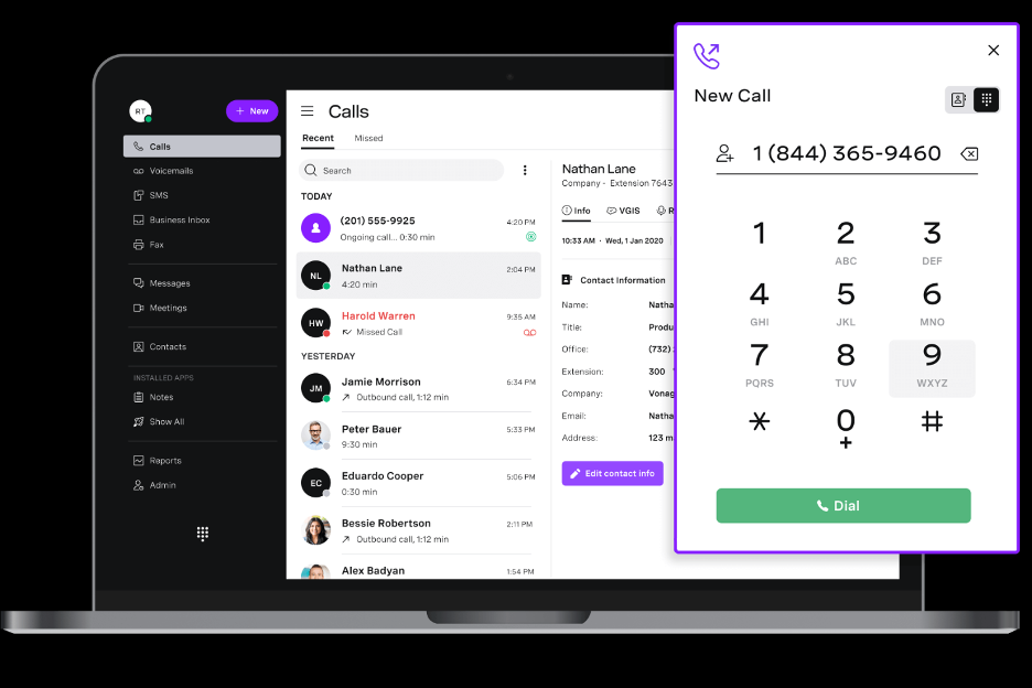 Vonage screenshot - 12 Beste Callcenter-Bildschirmaufzeichnungssoftware im Test 2026