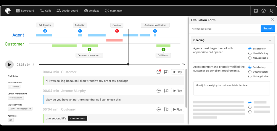 Observe.AI screenshot - 12 Beste Callcenter-Bildschirmaufzeichnungssoftware im Test 2026