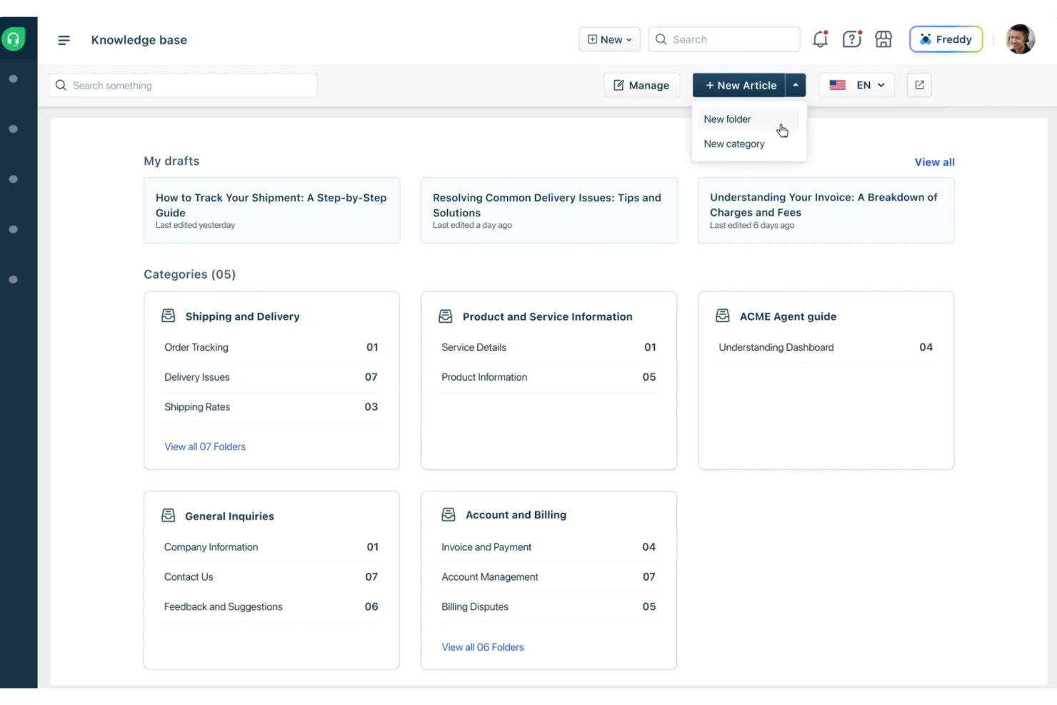 Freshdesk screenshot - 14 Meilleurs Logiciels de Base de Connaissances Gratuits Testés en 2026