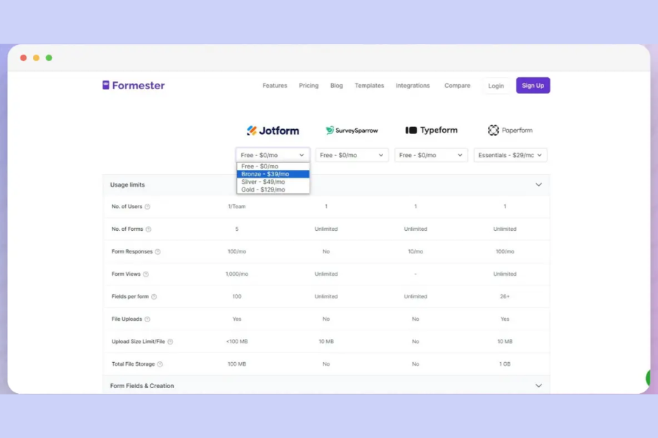 Formester screenshot - 14 beste KI-Umfrage-Tools im Test 2026