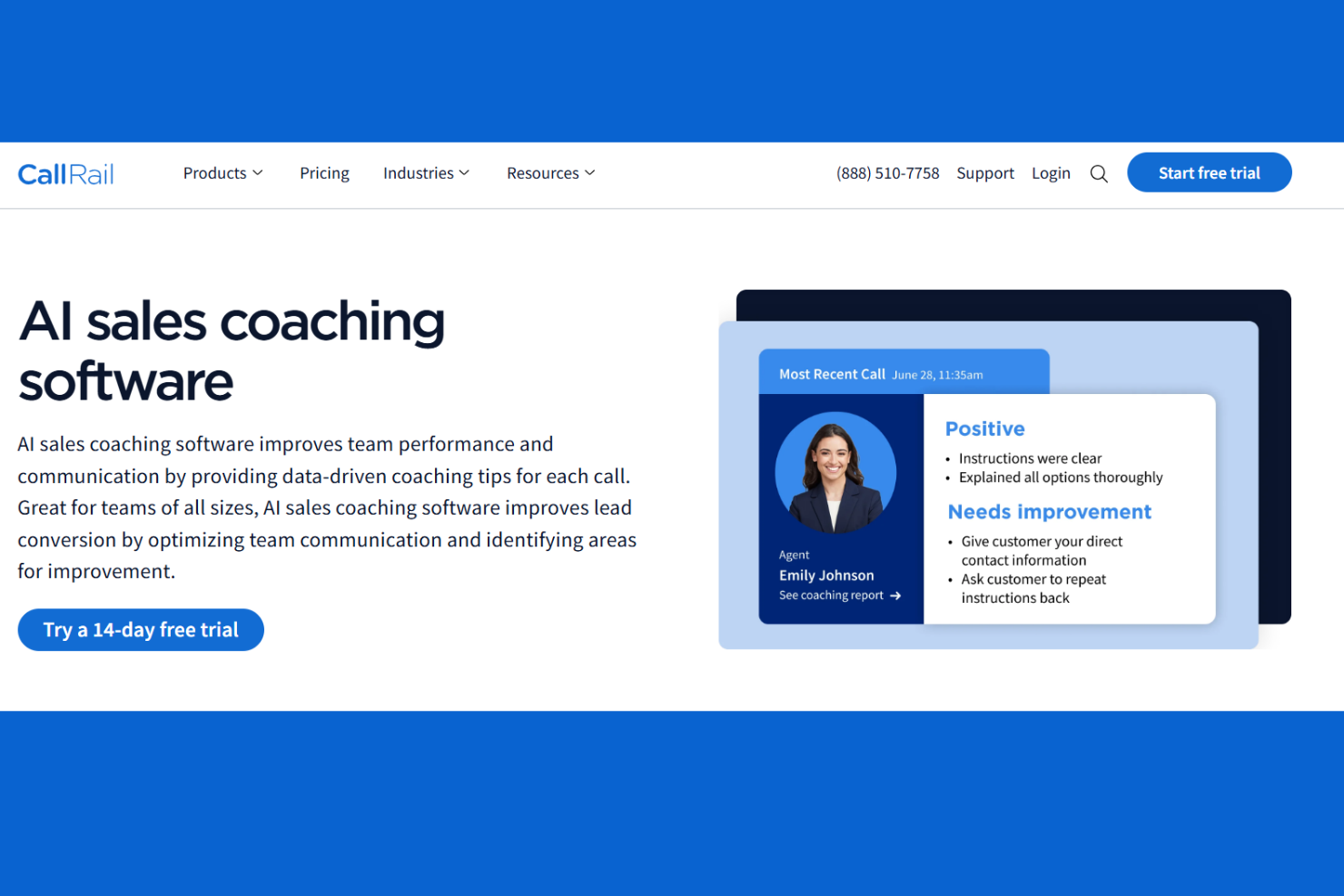 CallRail screenshot - 13 meilleurs logiciels de coaching pour centres d’appels passés en revue en 2026