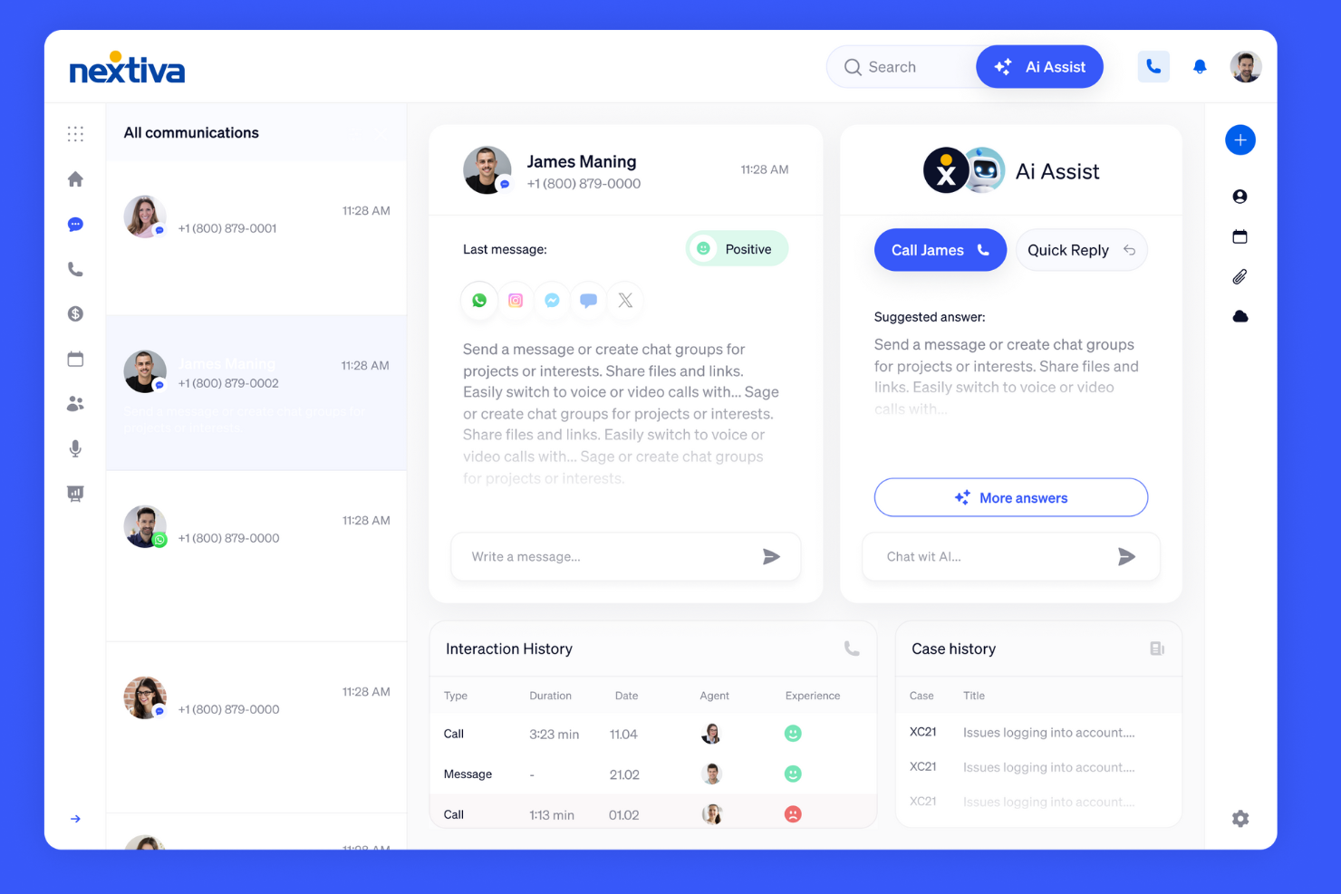 Nextiva screenshot - 14 Beste Dialer-Systeme für Callcenter im Test 2026