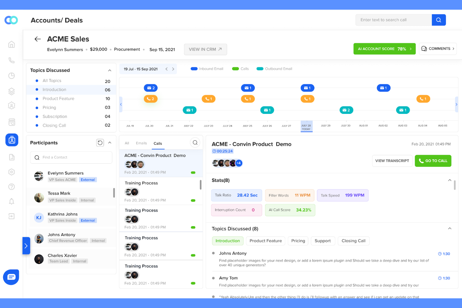 Convin screenshot - 13 meilleurs logiciels de coaching pour centres d’appels passés en revue en 2026