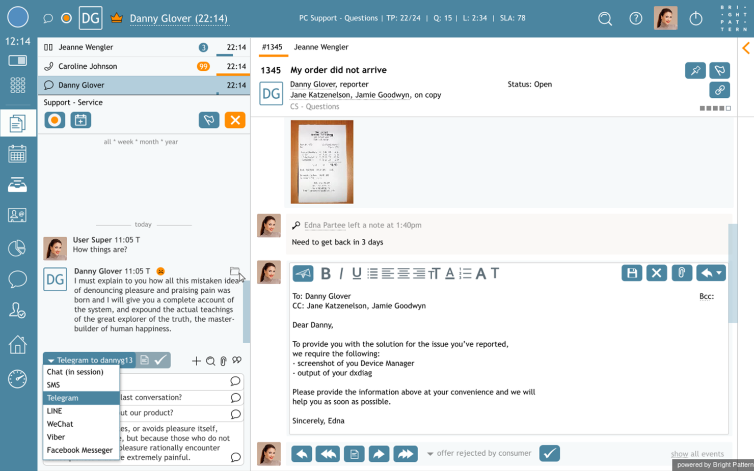 Bright Pattern screenshot - 13 Meilleurs Logiciels de Bureau pour Agents de Centre d’Appels Passés en Revue en 2026