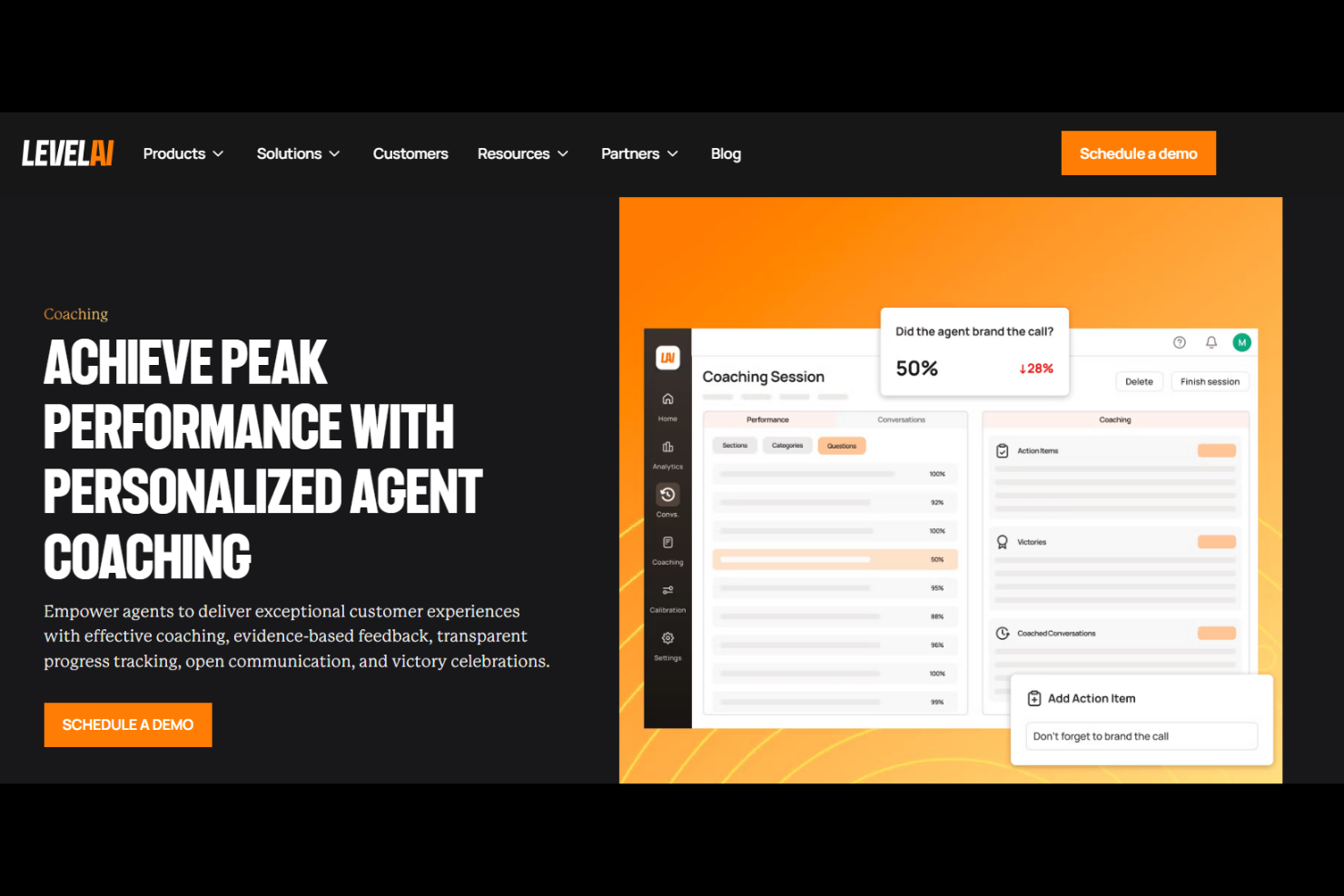 Level AI screenshot - 13 meilleurs logiciels de coaching pour centres d’appels passés en revue en 2026