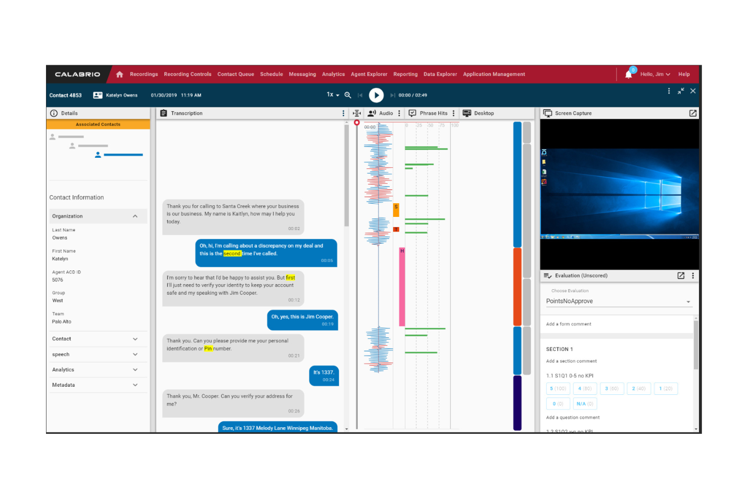 Calabrio screenshot - 12 Meilleurs Logiciels d’Enregistrement de Centre d’Appels Passés en Revue en 2026