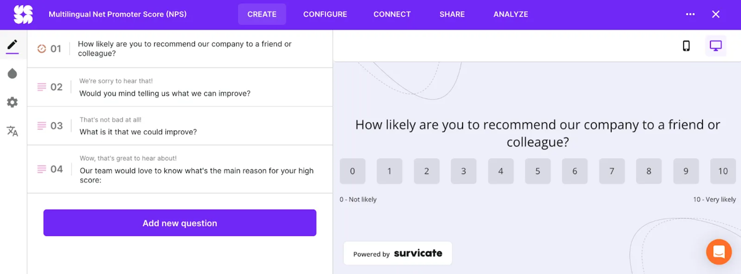 Survicate screenshot - 13 Beste Umfrage-Apps im Test 2026