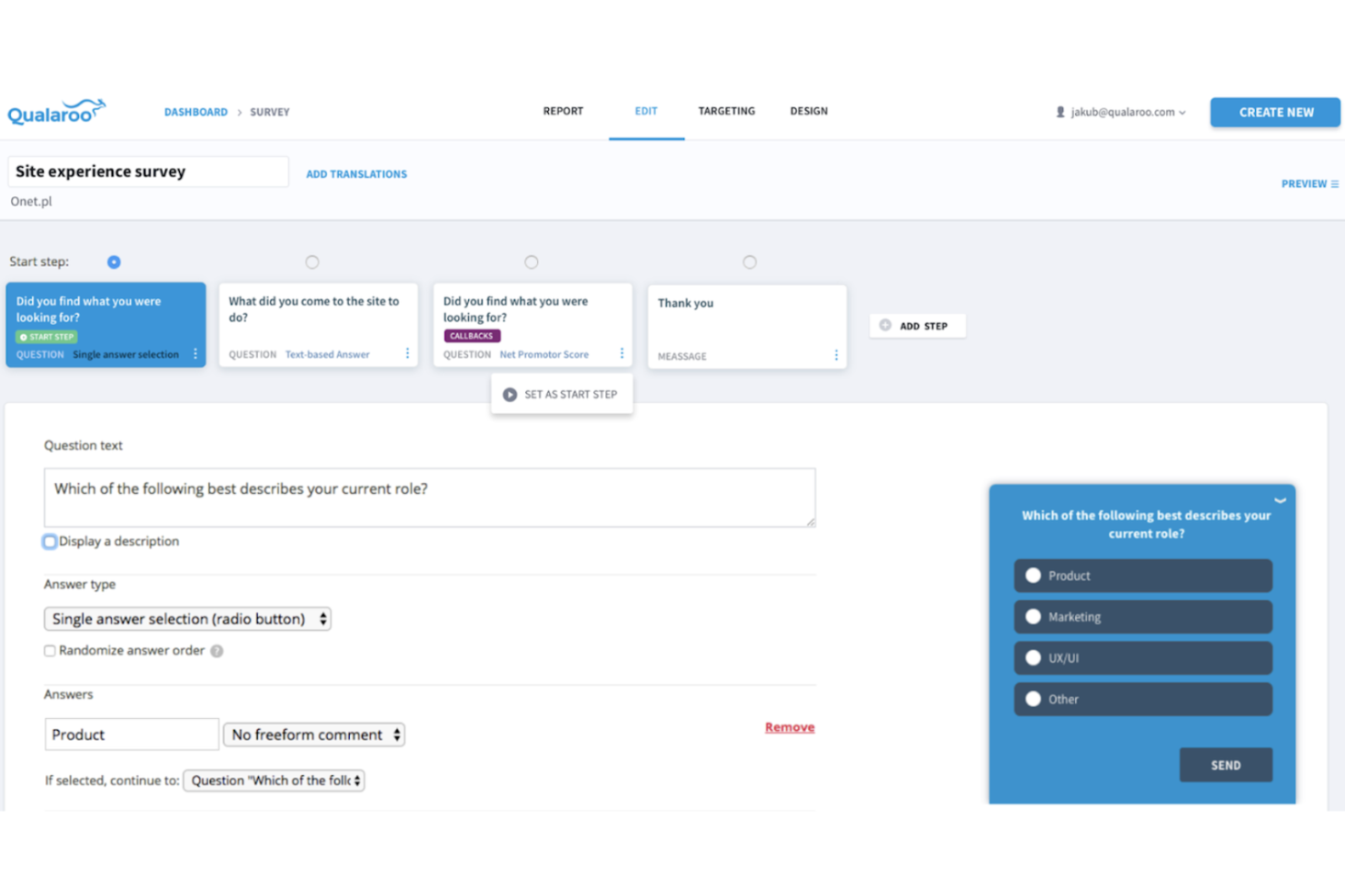 Qualaroo screenshot - 13 Meilleurs Outils d’Analyse de Sentiment par IA Passés en Revue en 2026