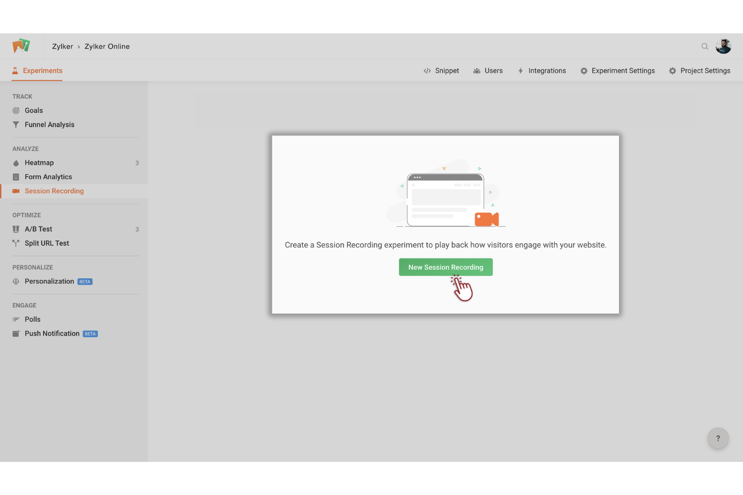 Zoho Pagesense screenshot - 12 beste Session-Recording-Software im Test 2026