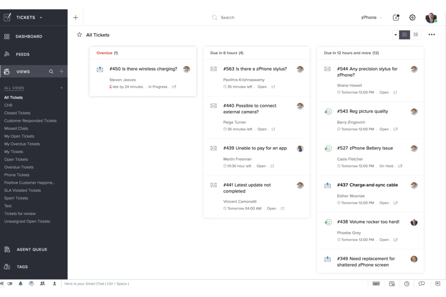 Zoho Desk screenshot - 13 Meilleurs Logiciels de Gestion des Interactions Clients Passés en Revue en 2026