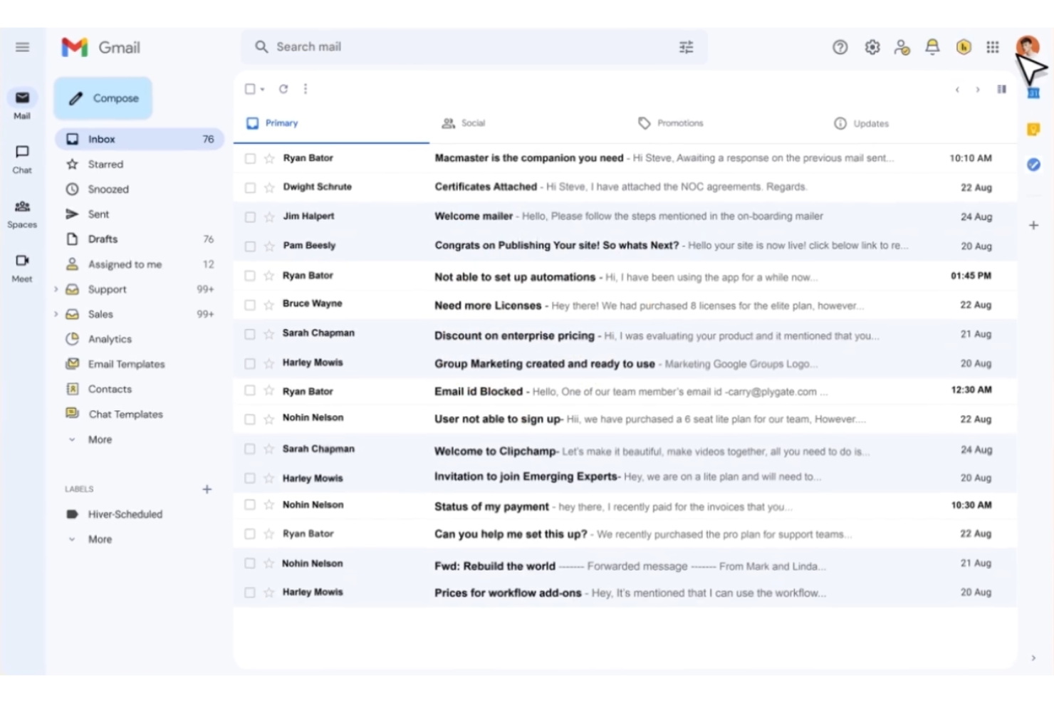 Hiver screenshot - 19 Meilleurs Logiciels de Service Client sur les Réseaux Sociaux Évalués en 2026