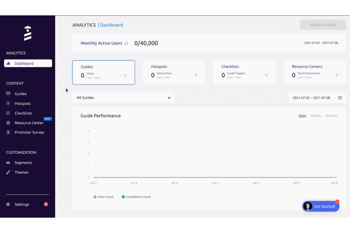 UserGuiding screenshot - 24 meilleurs logiciels CX passés en revue pour 2026