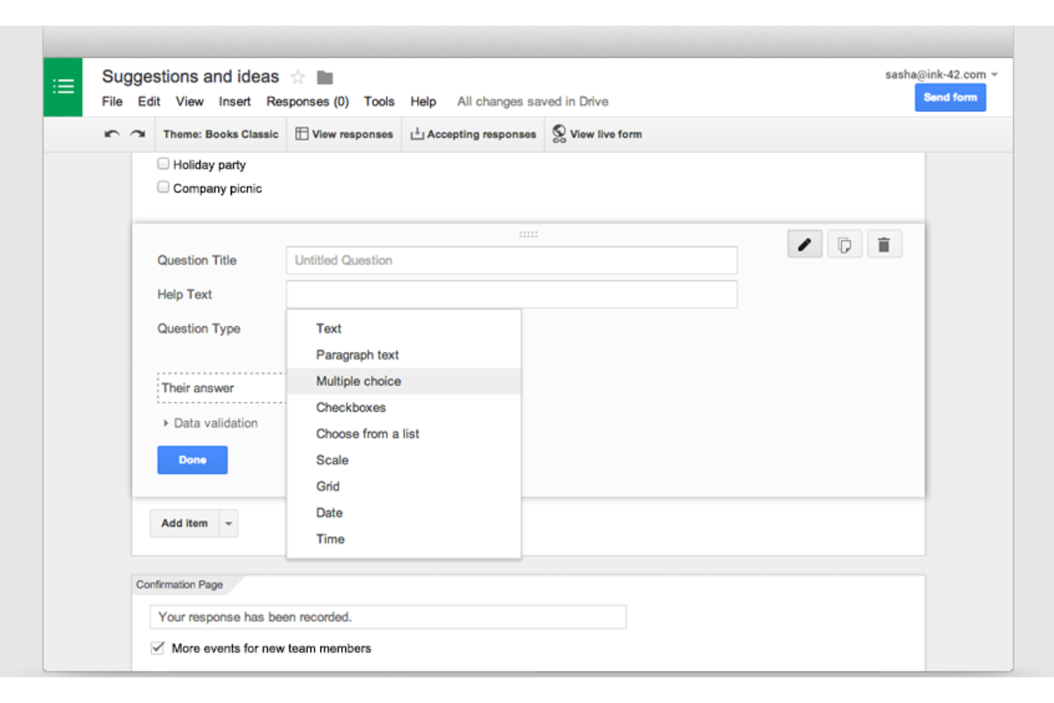 Google Forms screenshot - 23 Beste Tools Für Feedback-Management 2026
