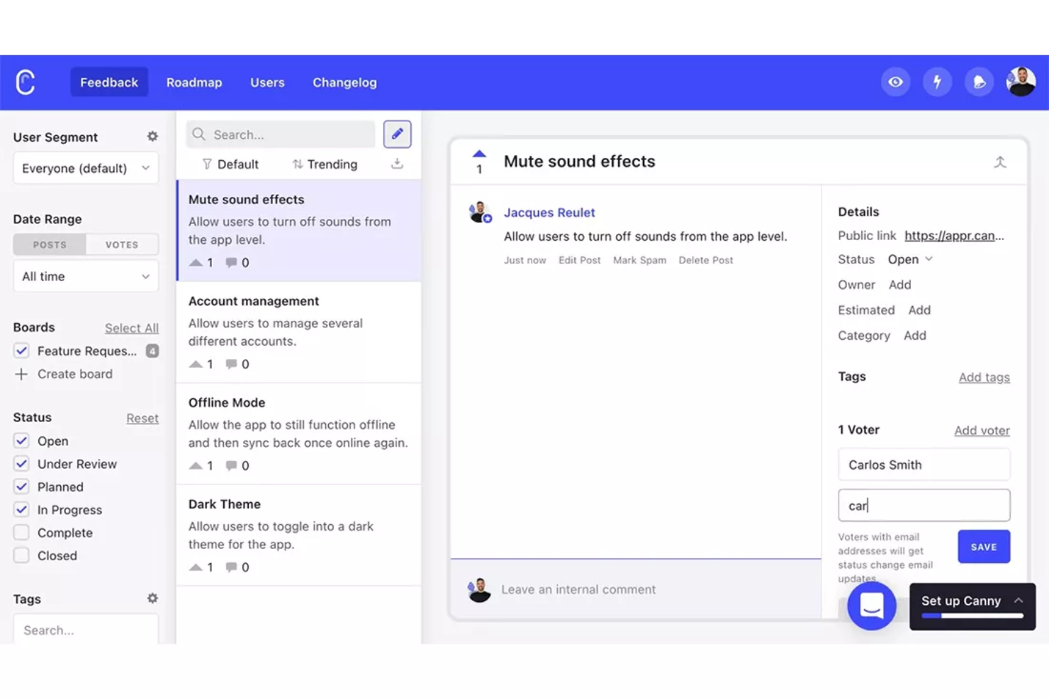 Canny screenshot - 23 Beste Tools Für Feedback-Management 2026